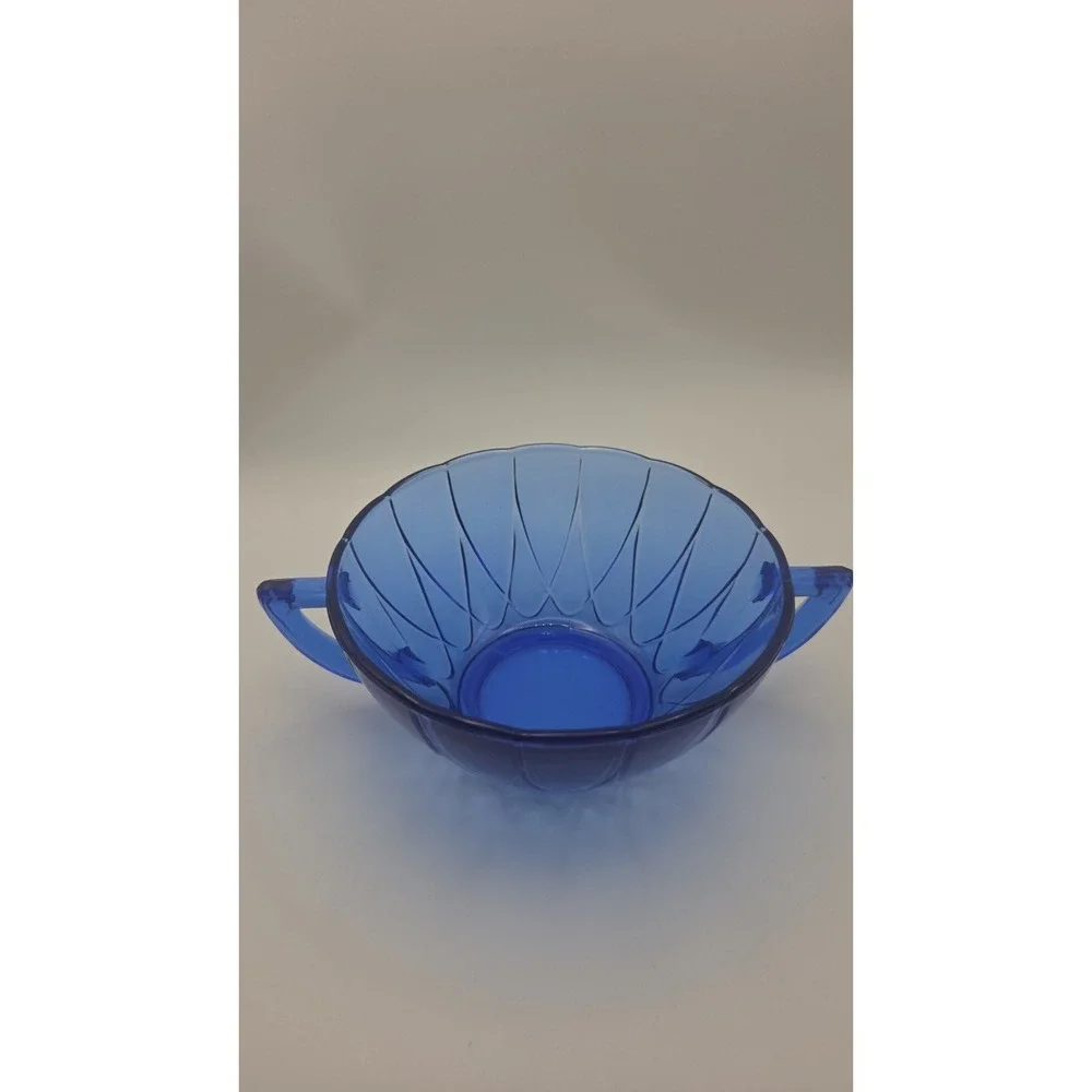 Vintage Hazel Atlas Newport Hairpin Cobalt Blue Glass Soup Bowl